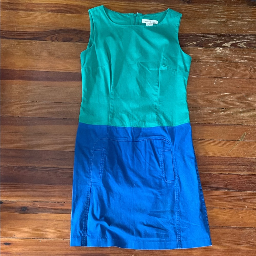 Laundry by Design Teal and Cobalt Colorblock Sleeveless Mini Dress